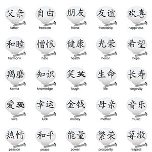 Chinese Lettering Words Symbols Characters CERAMIC Decorative Dresser Drawer Pulls Cabinet Knobs