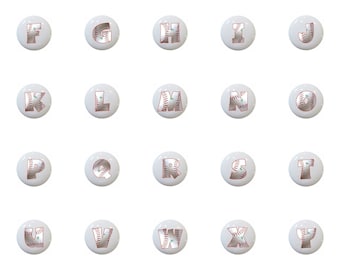 Baseball Alphabet Ceramic Drawer Pulls: Kids Room Decor
