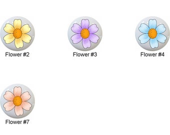 Pastel Flower Ceramic Drawer Pulls: Country Style Knobs (1.5 inch)