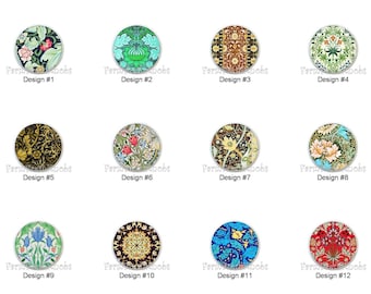 William Morris Patterns by MobyCatDesigns Images on 1.5" White Decorative Glossy CERAMIC Cabinet PULLS Dresser Drawer KNOBS