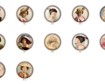 Vintage Lady Ceramic Dresser Knobs: Retro Women Cabinet Pulls