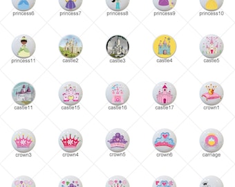 Fairytale Princess Ceramic Dresser Knobs: Pink Crown, Castle (1.5")