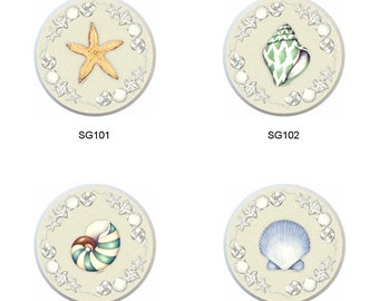 Seashells Galore Ceramic Dresser Knobs: Beach Coastal Decor