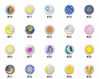 Celestial Ceramic Drawer Pulls: Stars, Moon, Sun - 1.5" Decorative Knobs
