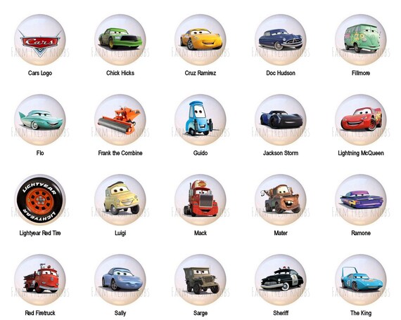 Disney Cars Decorative Glossy Ceramic Drawer Pulls Dresser Etsy