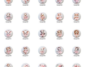 Ballerina Animal Ceramic Knobs: Decorative Drawer Pulls (1.5 inch)