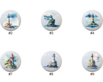 Lighthouse Ceramic Dresser Knobs: Coastal Decor, 1.5" Pulls