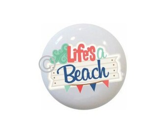 Life's a Beach Images on 1.5" DECORATIVE Glossy Ceramic Dresser Drawer PULLS Cabinet Cupboard KNOBS