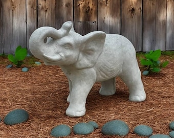 Concrete Elephant Figure Cement Animal Garden Statue Outdoor Figurine For Yard Or Backyard Patio Elephant Sculpture Lucky Gift Statuary