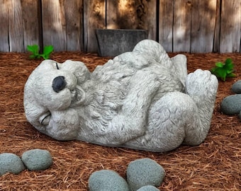 Laying on Back Bunny Figure Stone Rabbit Sculpture Giggling Rabbit Figurine Wild Life Style Statue Garden Decoration Easter Ornament