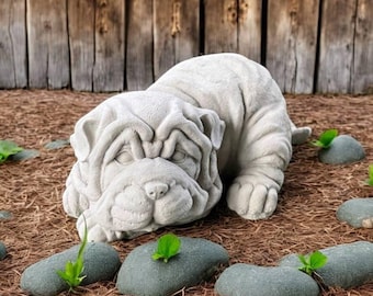 Bulldog Puppy Laying Statue Concrete Outdoor Pet Decoration Realistic Dog Memorial Stone Frenchie Grave Sculpture Sympathy Ornament Yard Art