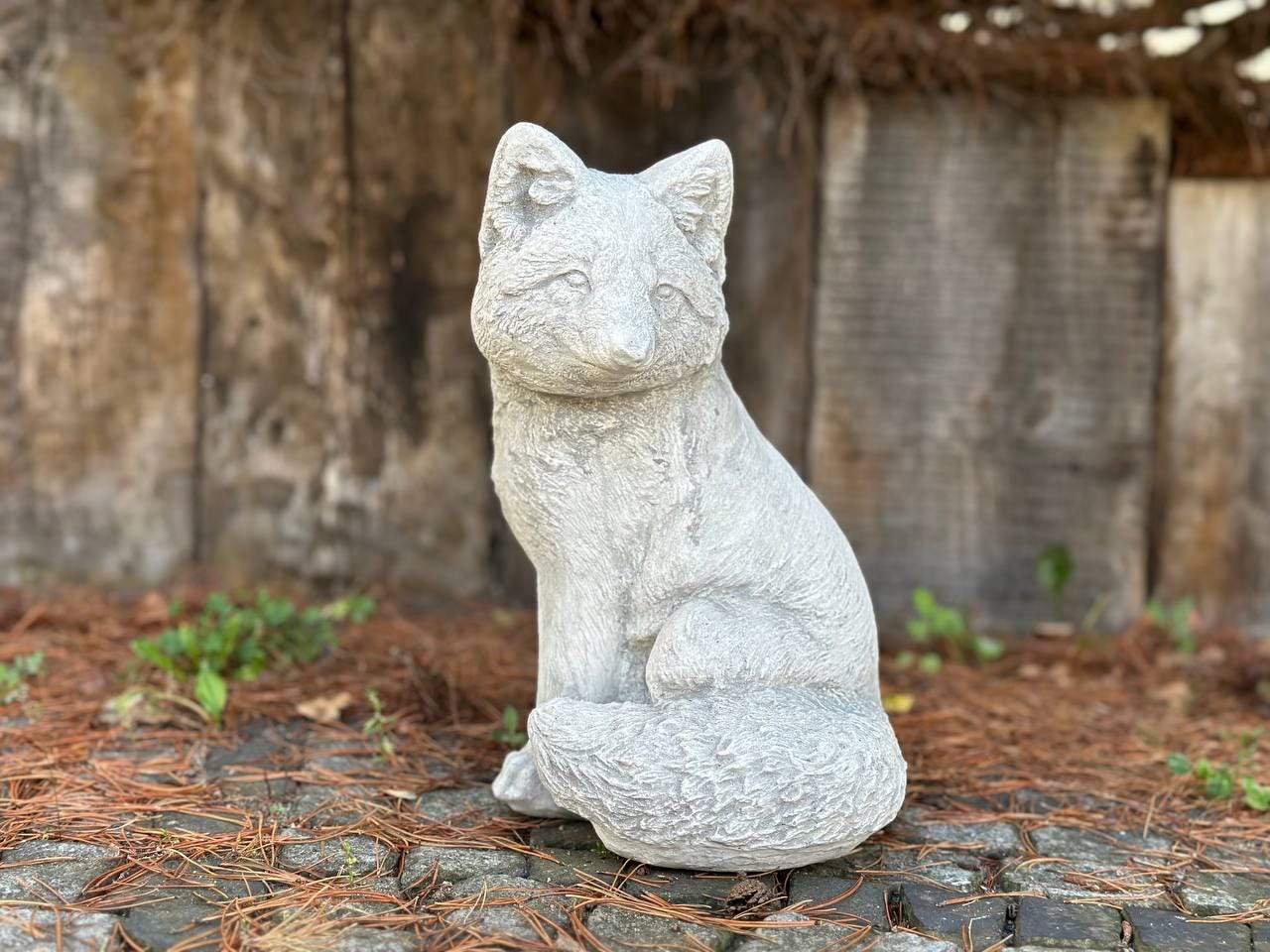 Stone Fox Garden Statue - Etsy