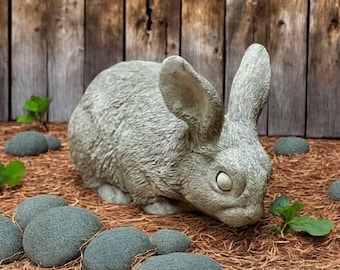 Concrete Rabbit Garden Statue Grey Bunny With Ears Up Figure Outdoor Garden Or Patio Decoration Wild Animal Sculpture Easter Gift Statuary