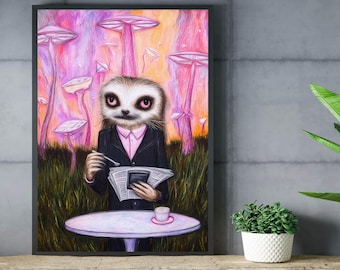 Impresión de arte animal surrealista: decoración psicodélica y caprichosa para el hogar (descarga digital)