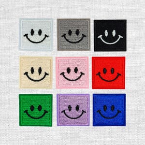 mini gestickter Patch smiley Bügelbild Aufnäher für Kleidung und Taschen   Farbwahl