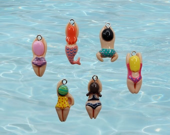 6 Schwimmer Meerjungfrau Anhänger Charms Kettenanhänger Armbandanhänger C6