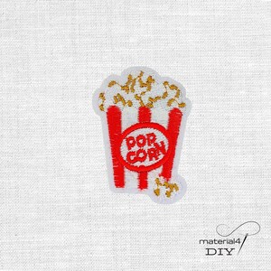 Pop Corn gestickter Patch Aufnäher Applikation Bügelbild p230.5