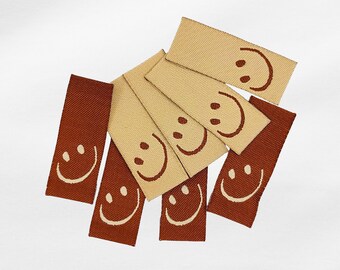 4 Stück SMILE label Webetiketten Farbwahl. E80