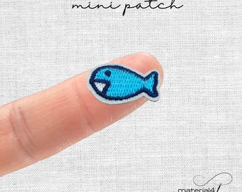 mini Patch Fisch gestickter Aufnäher Bügelbild. A258