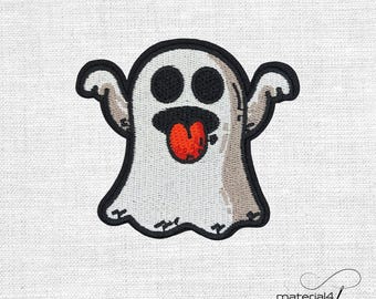 Geist Gespenst gestickter Patch Aufnäher Bügelbild für Kleidung & Taschen . P239