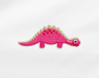 Aufnäher gestickter mini Dinosaurier pink Patch Bügelbild Applikation . A41