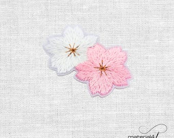 Kirschblüten Patch sakura Blüte weiß rosa Aufnäher Bügelbild. A172