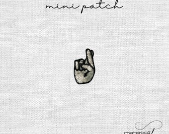 mini Patch Hand Symbol Viel Glück Aufnäher Bügelflicken Bügelbild