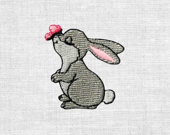 Hase Schmetterling Patch 4,3x4 cm Aufnäher Bügelbild von Mono-quick