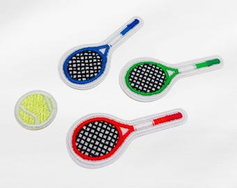 Aufnäher gestickter Tennisschläger Tennisball Patch Bügelbild für Kleidung & Taschen. A54