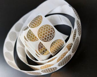 50 Aufkleber goldene Lebensblume  flower of life Sticker 23mm bdl01