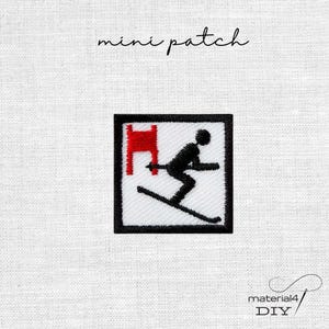 Skifahrer Patch 2,5x2,5 cm Aufnäher Bügelbild Bügelflicken von Mono-Quick
