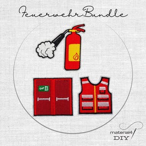 Feuerwehr Bundle gestickte Patches Feuerlöscher Brandschutztür Warnweste Einsatzweste P340.1