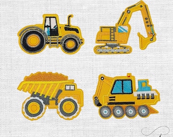 Aufnäher Patch Baustellenfahrzeuge Bagger Traktor Muldenkopper  Motivwahl. P277