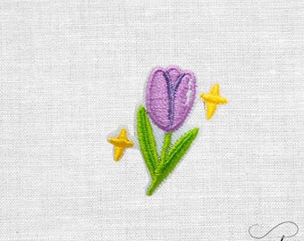 Tulpe gestickter Patch Aufnäher Bügelflicken Blume Applikation . A202
