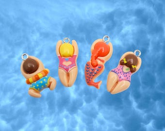 4 Anhänger Charms Schwimmer Meerjungfrau Kettenanhänger Armbandanhänger C101