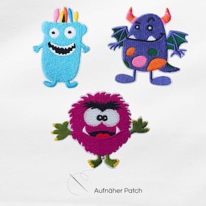 Monster Patch gestickter Aufnäher Motivwahl Applikation Bügelbild BügelflickenM1