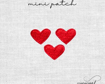 3 mini Herzen Patches Aufnäher Bügelbild Bügelflicken