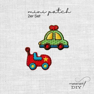 Spielzeugautos im Set mini Patches gestickte Aufnäher Bügelflicken von Mono-Quick