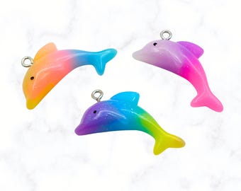 Anhänger Charms Delfin Regenbogen Kettenanhänger Armbandanhänger