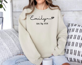 Custom Girls Trip Sweatshirt, Personalized Vacation Hoodie