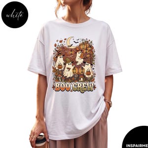 Camiseta retrô Boo Crew Ghost | Camiseta vintage de Halloween, camiseta para a temporada assustadora