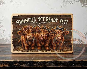 Highland Baby Cow Cutting Board PNG • Funny Farmhouse Kitchen Sign • Rustic Country Decor • Cow Sublimation Design