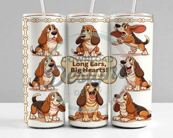 Bassethound Tumbler Wrap PNG, hounddog design, funny dog Tumbler png, 20oz Skinny Wrap Sublimation