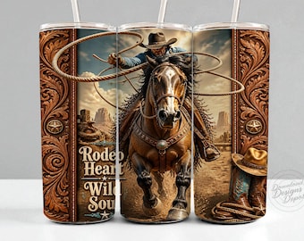 Western Cowboy Tumbler Wrap PNG • Rodeo Horse Sublimation Design • 20oz Skinny Western Wrap • Rustic Country PNG • Instant Digital Download