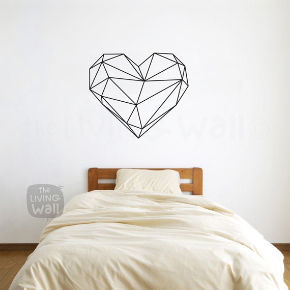 geometric heart wall decals home decor removable vinyl wall | etsy