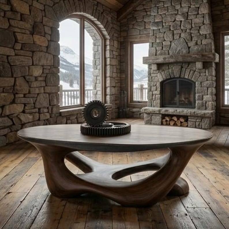 Rustic Style Table Designs Handcrafted Natural Wood Coffee Table – Organic Root Design, Rustic ...