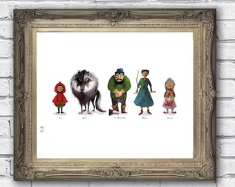 Lámina artística de Caperucita Roja – Ilustración de cuento de hadas firmada (A3, 42,8 x 29,5 cm)