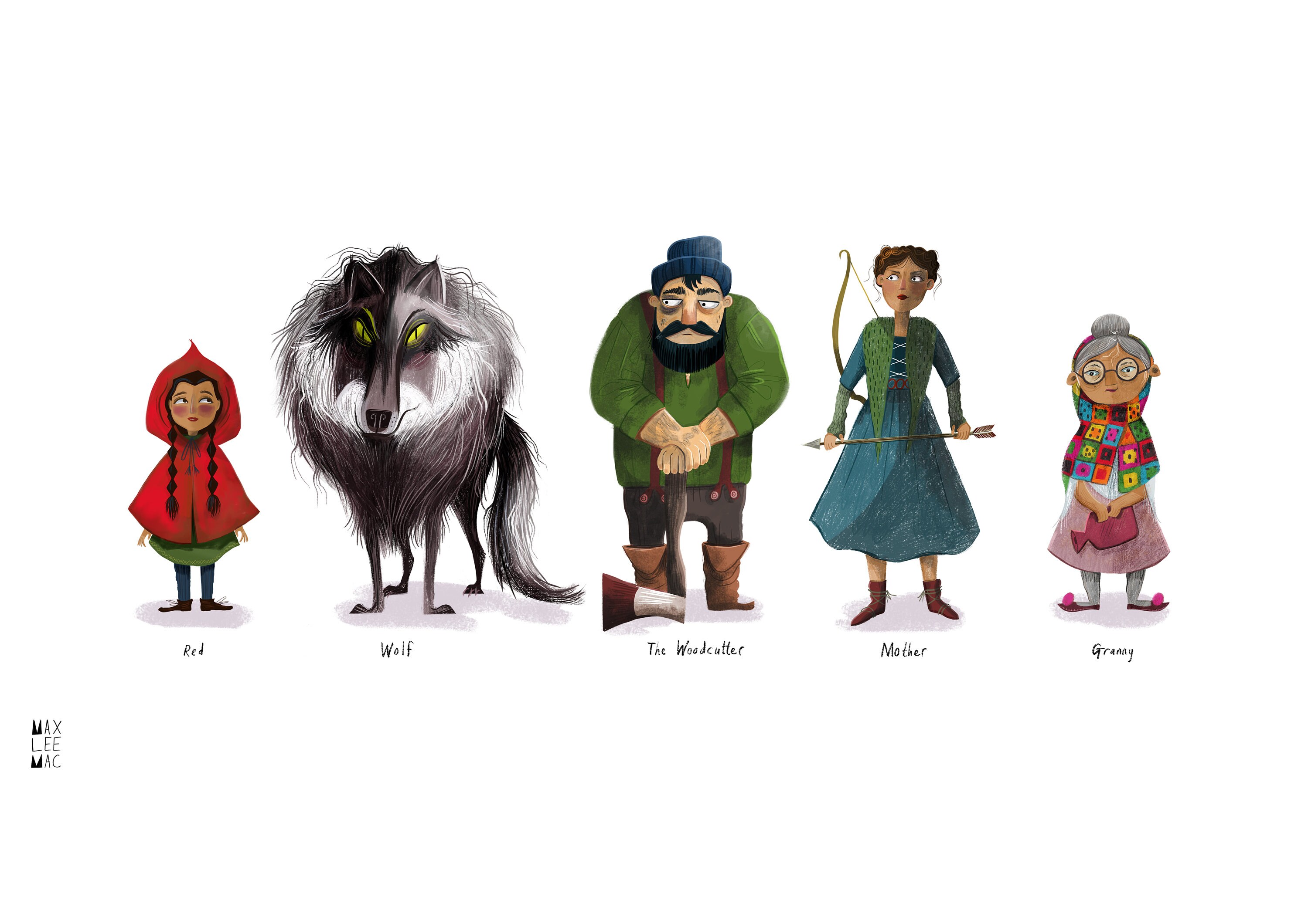 Little Red Riding Hood Print Characters From the Fairy Tale Interpreted
