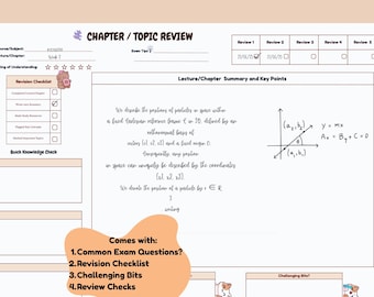 Chapter Review & Exam Prep Printable | A4 Study Notes, Revision Checklist, Student PDF Kawaii Version