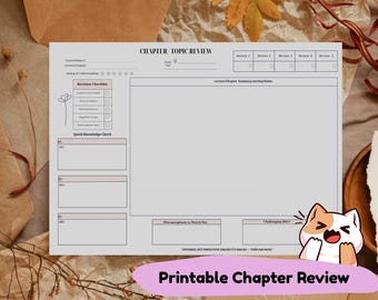 A4 Chapter Review Study Sheet: Exam Prep Summary (Digital PDF Grayscale & Color Downloadable Printable)